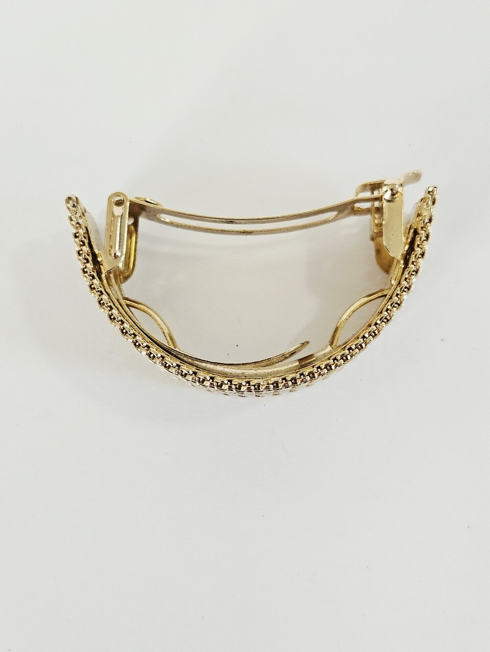Vintage Kirks Folly Gold Tone Metal Woven Mesh Domed Textured Hair Clip Barrette - Picture 4 of 10
